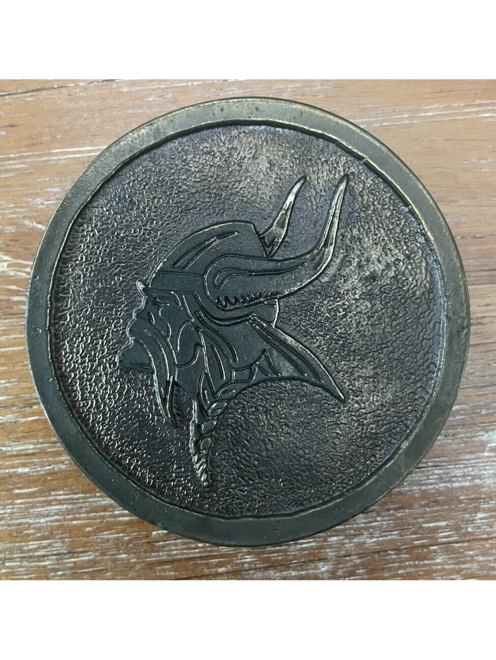 Vintage Viking Brass Belt Buckle James Lind 1973  Wyoming Studio Art Works